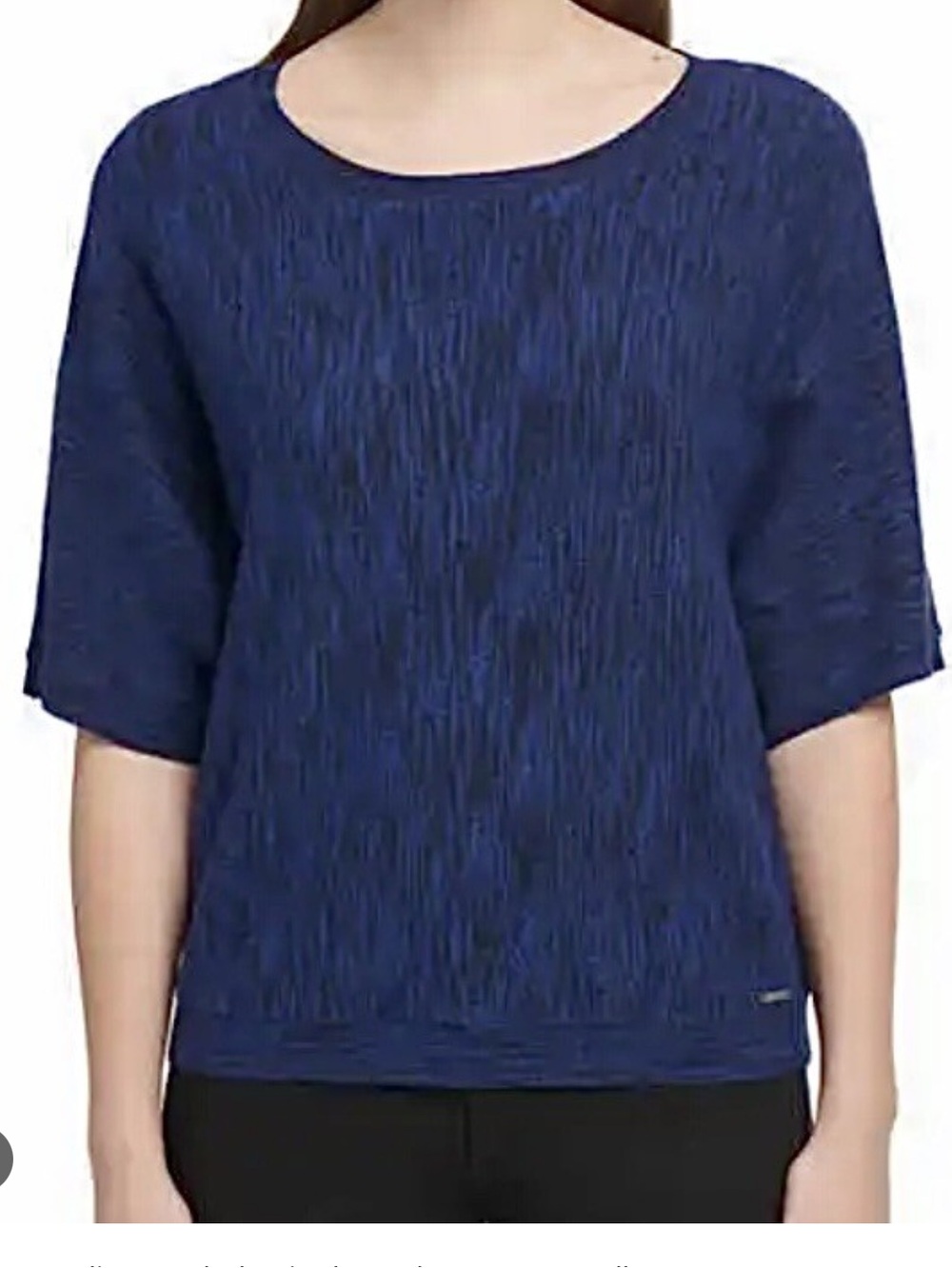 DKNY Jeans Black and Blue Short Sleeve Sweater